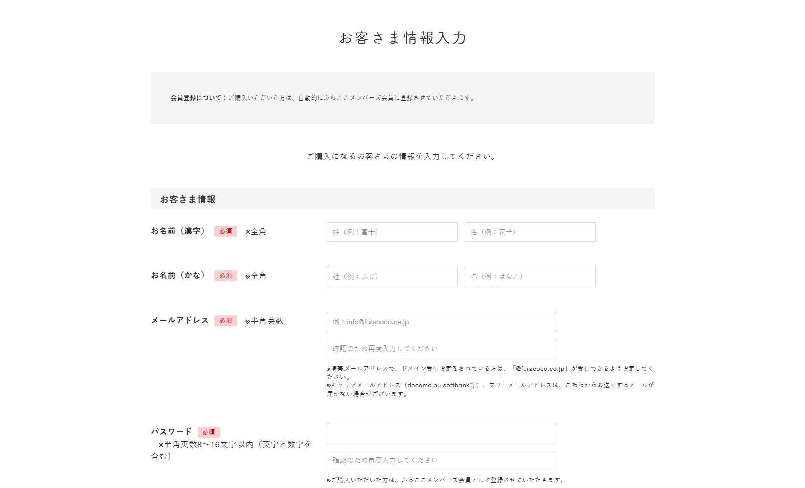 お客様情報の入力