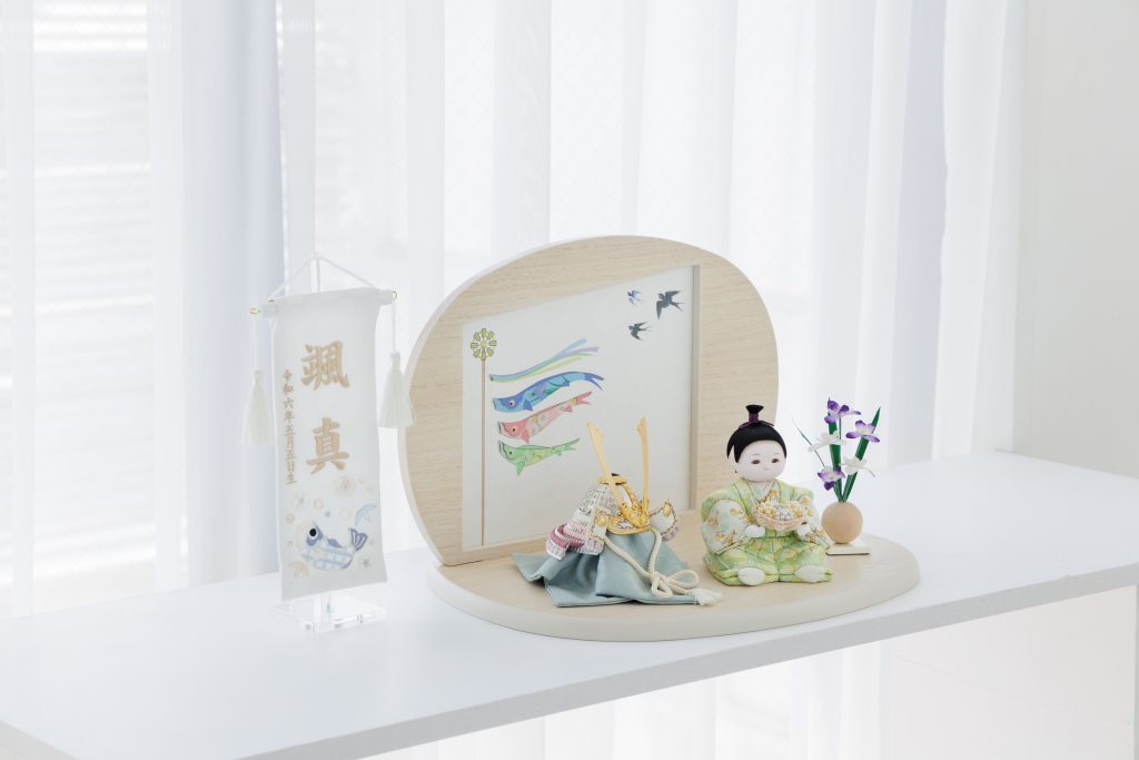 ふらここ 名前旗 命名旗 命名書 出産祝い 初節句 ギフト 碧 白花まる鯉