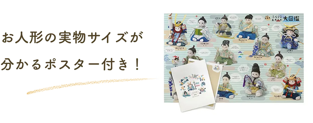 お人形の実物サイズが分かるポスター付き！