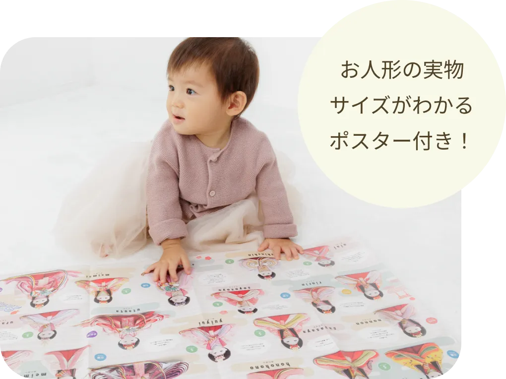 お人形の実物サイズがわかるポスター付き！